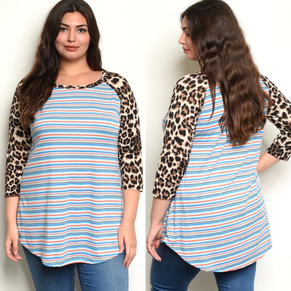 650 ❤️ 1X 2X ANIMAL LEOPARD PRINT PLUS SIZE TOP